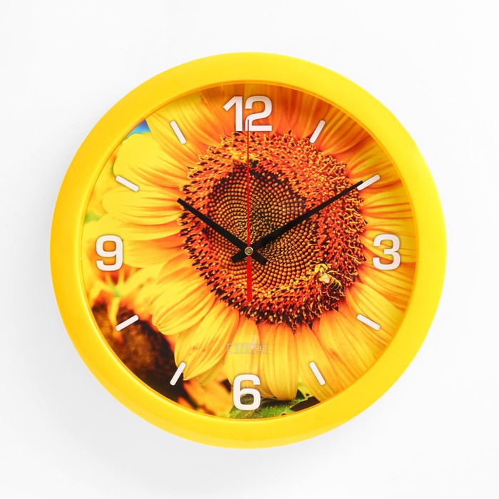 фото Часы настенные, серия: цветы, "солнечный цветок", 28х28 см соломон