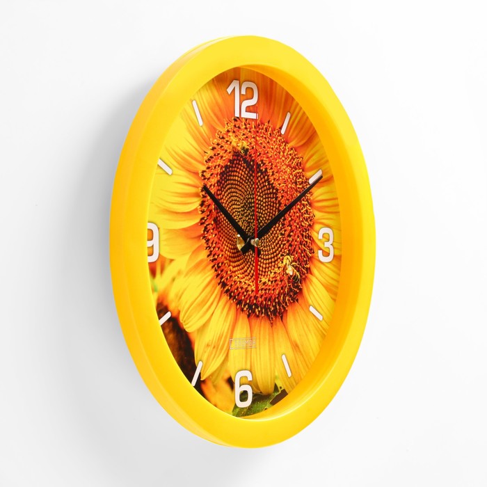 фото Часы настенные, интерьерные, "солнечный цветок", бесшумные, d-28 см соломон