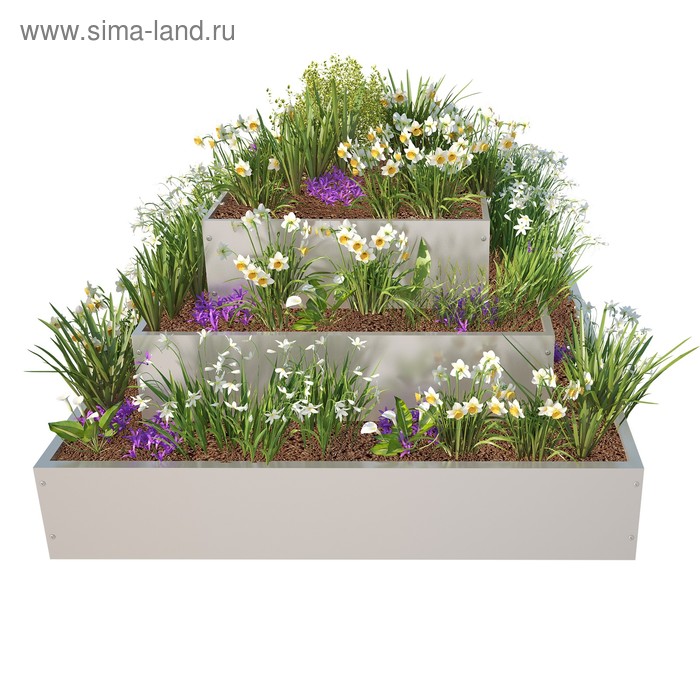 

Клумба квадратная, 3 яруса, 40–70–100 см, оцинкованная