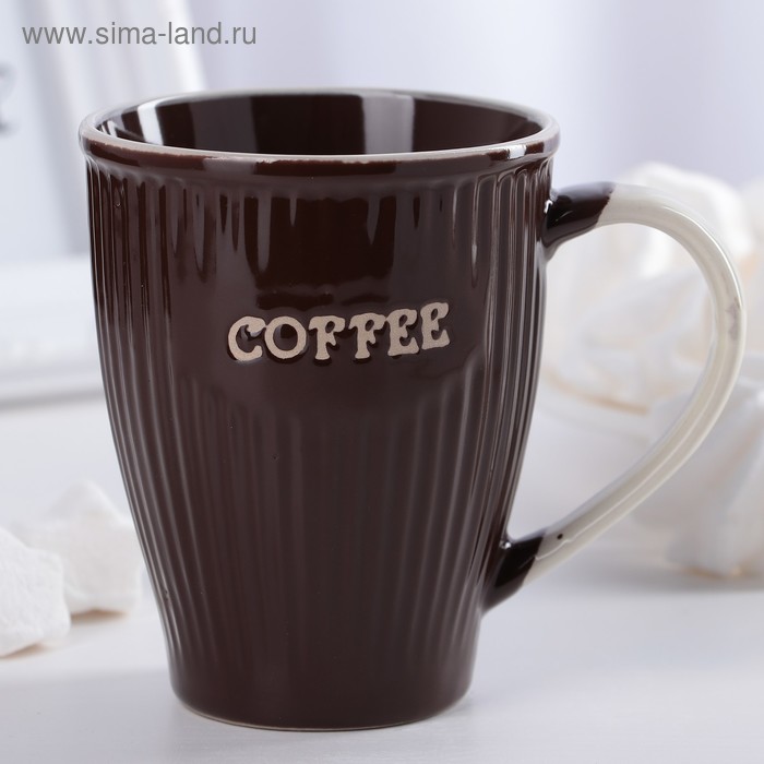 Кружка керамическая Доляна Coffee, 270 мл, цвет коричневый