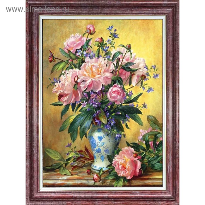 

Принт для вышивки лентами на габардине "Утренний букет"