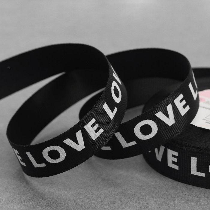 

Лента репсовая «Love», 20 мм, 23 ± 1 м, цвет белый/чёрный