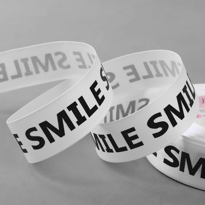 

Лента репсовая «Smile», 25 мм, 23 ± 1 м, цвет чёрный/белый