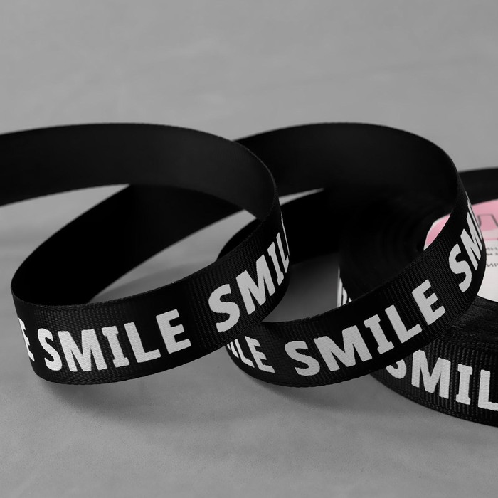 

Лента репсовая «Smile», 20 мм, 23 ± 1 м, цвет белый/чёрный