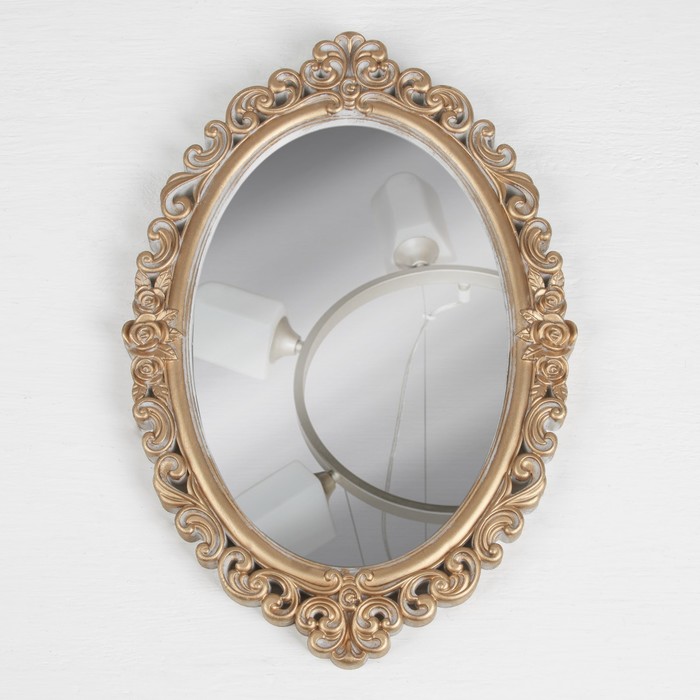фото Зеркало настенное «вензеля», зеркальная поверхность 16 × 23 см, цвет «белёное золото» queen fair