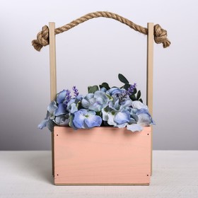 

Кашпо флористическое с ручкой из верёвки, бежево‒персиковый, 15 × 12 × 8,5 / 25 см
