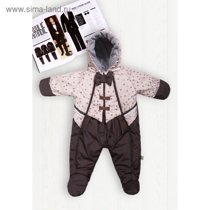 фото Комбинезон для новорождённого «джентльменчик», рост 80 см, цвет шоколад сонный гномик