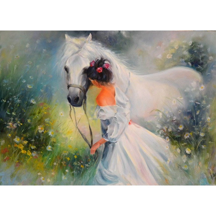 Картина на подрамнике "Девушка с конём" 40*50 см