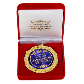 Медаль в бархатной коробке «Лучший начальник», d=7 см, 8,9 х 8,9 х 3,8 см Ош