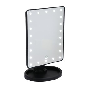 Зеркало LuazON KZ-06, подсветка, 26.5×16×12 см, 4хАА, 22 диода, сенсорная кнопка, черное Ош