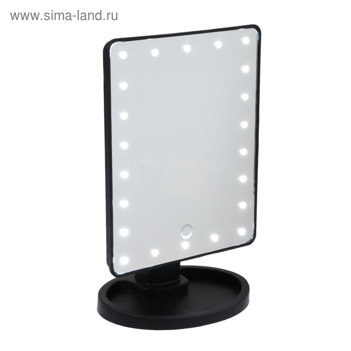 Зеркало Luazon KZ-06, подсветка, 26.5×16×12 см, 4хАА, 22 диода, сенсорная кнопка, черное зеркало luazon kz 01 подсветка настольное 14 диодов 4хаа