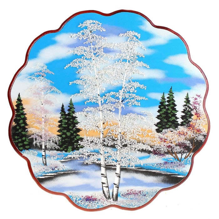 Картина из каменной крошки, в форме облака, круглая