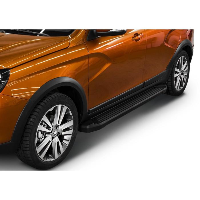 

Пороги на автомобиль "Black" Rival для Lada Vesta Cross универсал 2017-н.в., 180 см, 2 шт., алюминий, F180ALB.6003.1