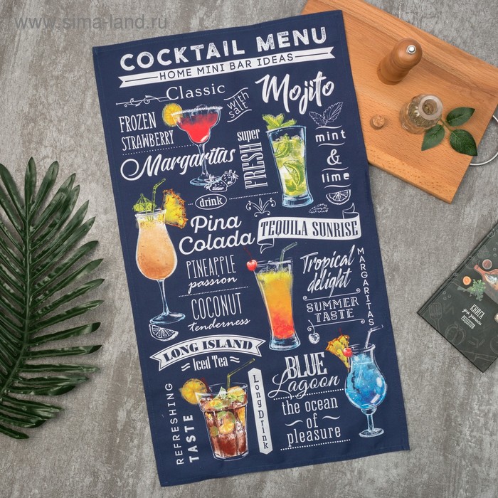 

Полотенце "Этель" Cocktail menu 40х73 см, 100% хлопок, саржа 190 гр/м2
