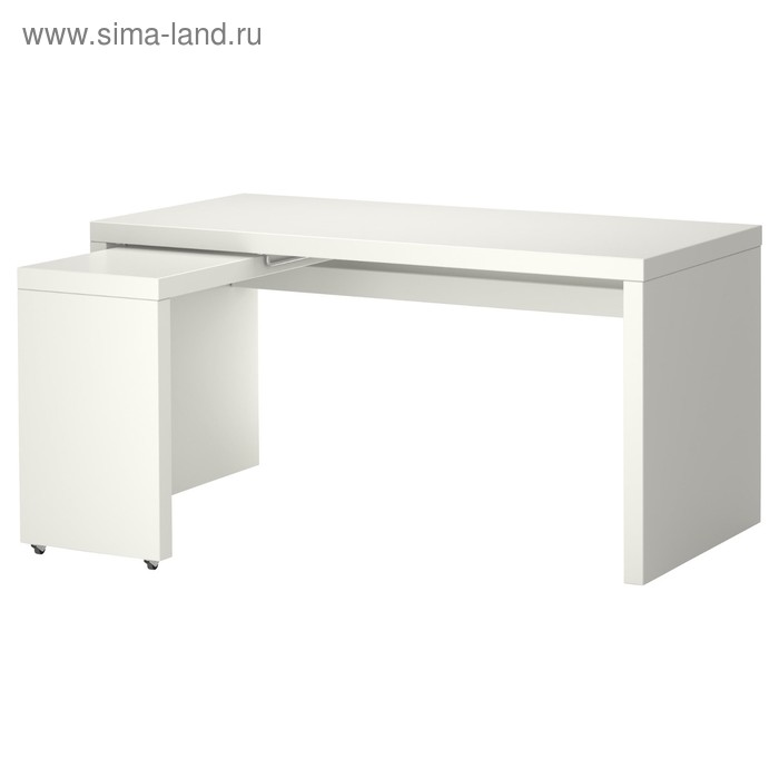 фото Письменный стол мальм, с выдвижной панелью, белый ikea