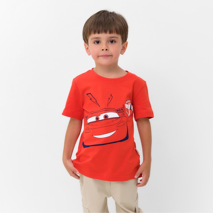 Футболка детская Disney Молния, рост 98-104 (30), красный детская футболка джазовый кот 104 красный