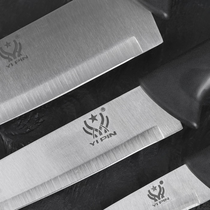 Набор кухонных ножей «Энеолит», 3 предмета, лезвие 8,5 см, 17 см, 20 см, цвет чёрный