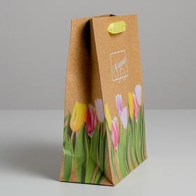 

Пакет вертикальный крафтовый «Цветочная вереница», MS 18 × 23 × 8 см