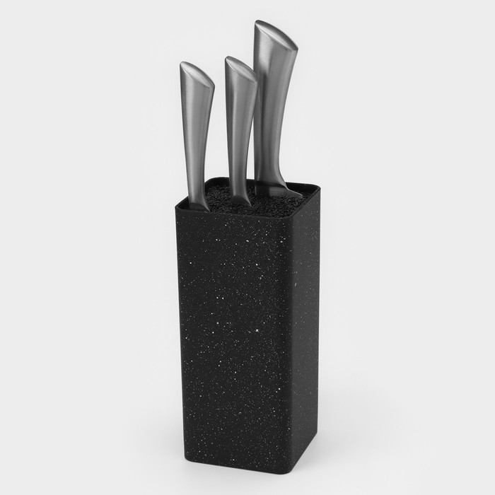 Подставка для ножей «Зефир», 22×10 см, с наполнителем, цвет чёрный
