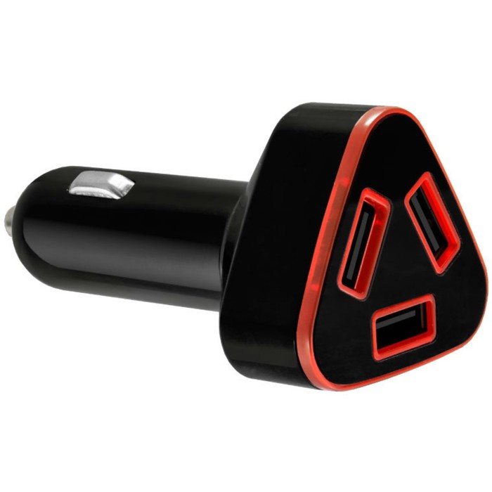Автомобильное зарядное устройство Ginzzu, 4.8A, 3 USB, черный