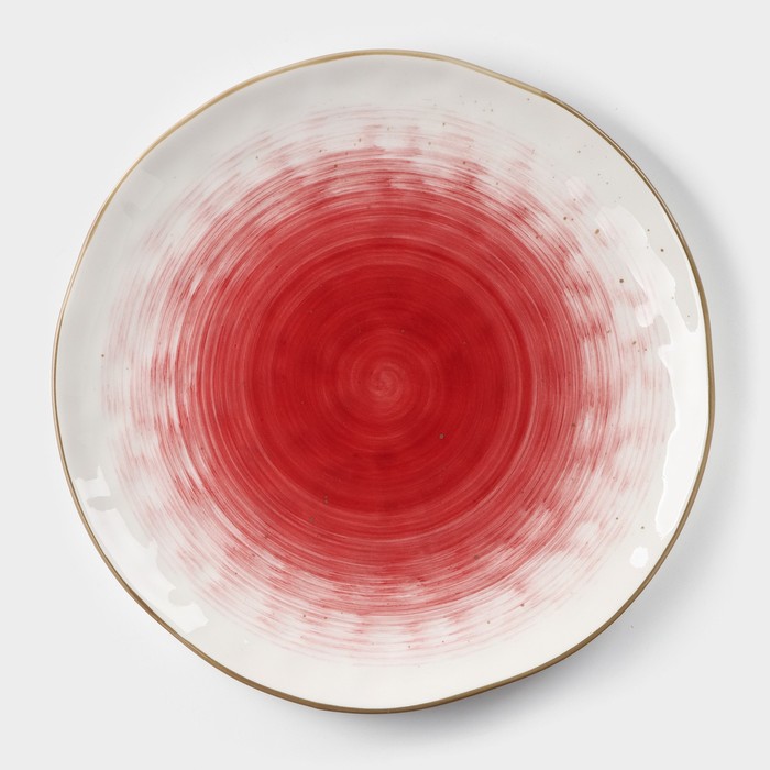 Тарелка фарфоровая Доляна «Космос», d=27,5 см, цвет красный тарелка фарфоровая для пасты доляна космос 150 мл d 21 см цвет красный