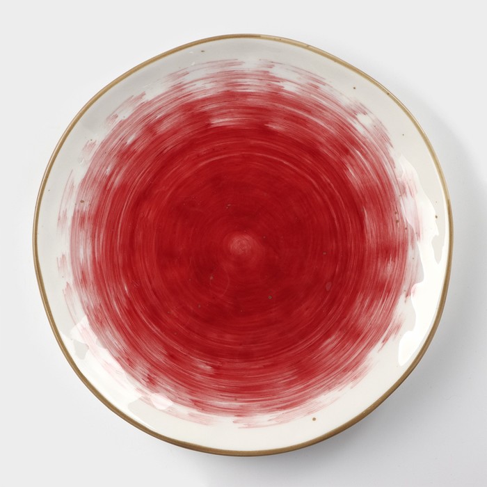 Тарелка фарфоровая Доляна «Космос», d=18,5 см, цвет красный тарелка фарфоровая для пасты доляна космос 150 мл d 21 см цвет красный