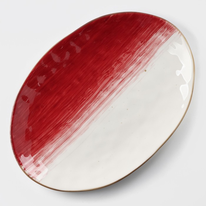 Блюдо керамическое Доляна «Космос», 31,5×22 см, цвет красный