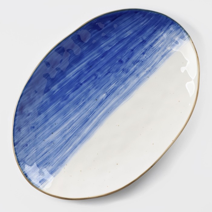 Блюдо керамическое Доляна «Космос», 30,8×21,7×3,3 см, цвет синий