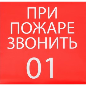 Наклейка знак 'При пожаре звонить 01', 20х20 см Ош