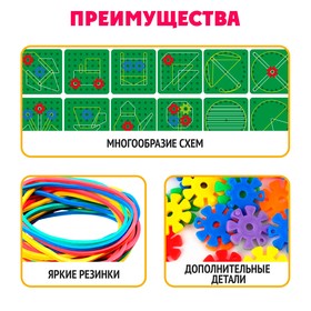 Геоборд «Математический планшет: весёлые картинки» с инструкцией по схемам, цвета МИКС, по методике Монтессори от Сима-ленд