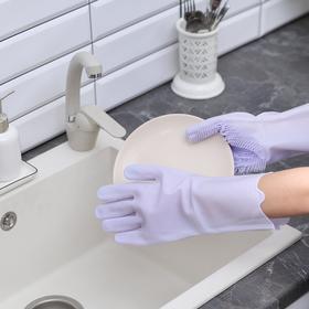 Перчатки хозяйственные для мытья посуды и уборки дома, размер L, 170 гр, цена за пару, цвет МИКС от Сима-ленд