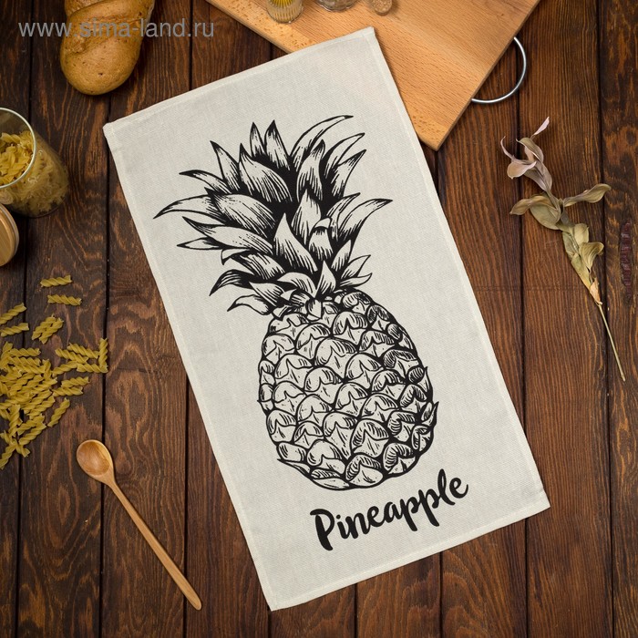 Полотенце кухонное Доляна Pineapple 35х60 см, 100% хлопок, 160г/м2 полотенце кухонное доляна the natural cook 35х60 см 100% хлопок 160г м2