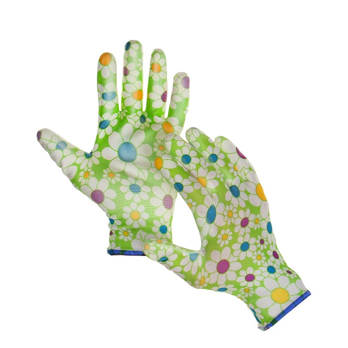 фото Перчатки нейлоновые, с пвх полуобливом, размер 10, цвет микс greengo
