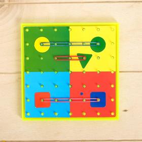 Геоборд двусторонний «Формы и цвета» со сменными картинками и резиночками, по методике Монтессори от Сима-ленд