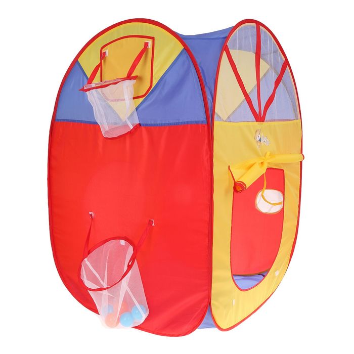 Игровая палатка "Дом с корзиной", 5 шариков, разноцветная