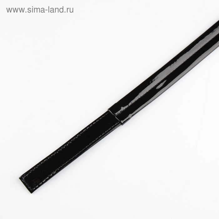 Ручка для сумки, цвет чёрный, плоская с узким креплением, лаковая, 65 см
