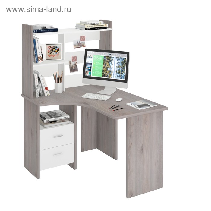Компьютерный стол, 1000 × 1200 × 1520 мм, левый угол, цвет нельсон/белый стол 1200 × 720 × 770 мм левый угол цвет нельсон белый