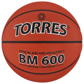 купить Мяч баскетбольный Torres BM600, B10027, PU, клееный, 8 панелей, размер 7