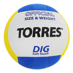 

Мяч волейбольный Torres Dig, V20145, размер 5, клееный