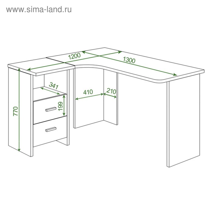фото Угловой стол, 1200 × 1300 × 770 мм, левый угол, цвет карамель/венге
