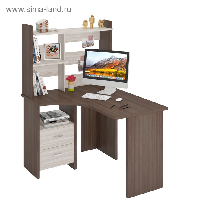 Компьютерный стол, 1000 × 1200 × 1520 мм, левый угол, цвет шамони/карамель компьютерный стол 1200 × 720 × 1520 мм левый угол цвет карамель венге