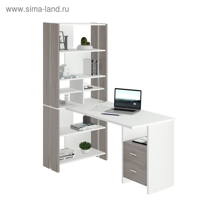 Компьютерный стол, 700 × 1522 × 1785 мм, цвет нельсон/белый компьютерный стол 800 × 600 × 1785 мм цвет нельсон белый