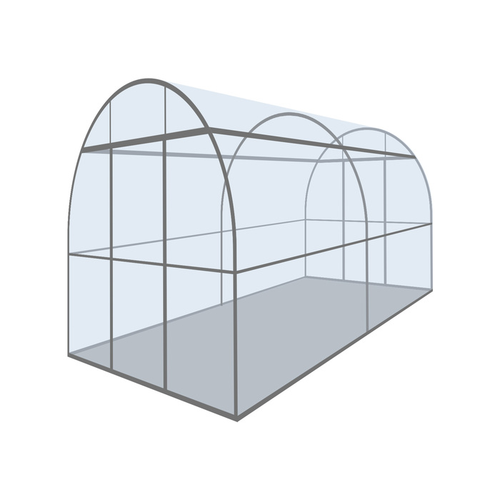 Каркас теплицы «Алексеевна-Цинк», 8 × 2,5 × 2,3 м, оцинкованная сталь, профиль 30 × 30 мм, 30 × 15 мм, без поликарбоната
