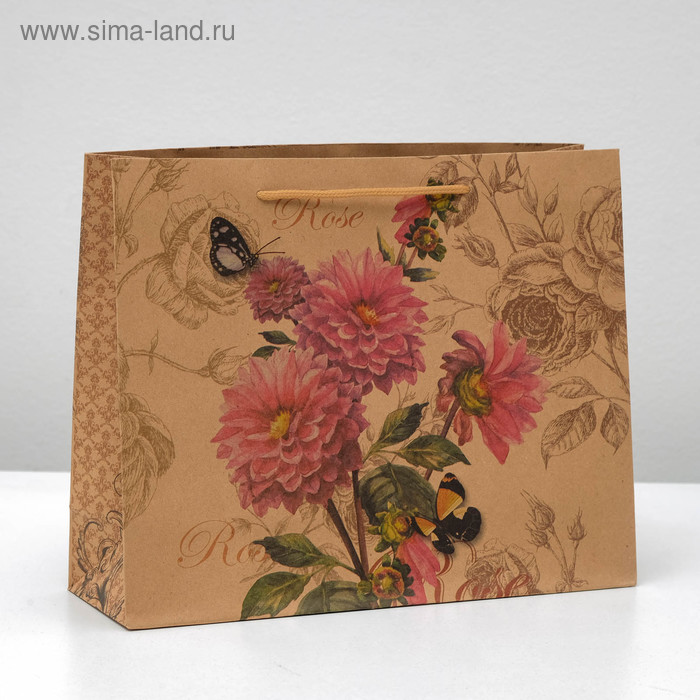 Пакет крафт "Rose", 30 х10 х 25 см