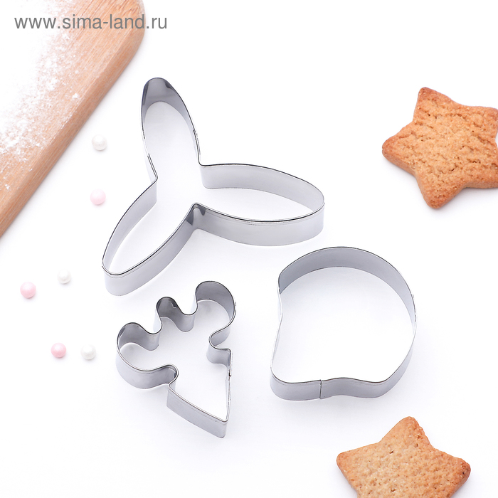 фото Набор форм для вырезания печенья доляна «лепестки орхидеи», 7×7 см, 3 шт, цвет хромированный