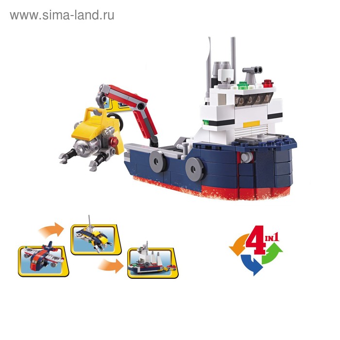 

Конструктор блочный «Экспедиционный корабль», 4 варианта сборки, 213 деталей, в пакете