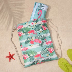Полотенце пляжное в сумке Этель "Фламинго", 70*140 см, микрофибра, 100% п/э от Сима-ленд