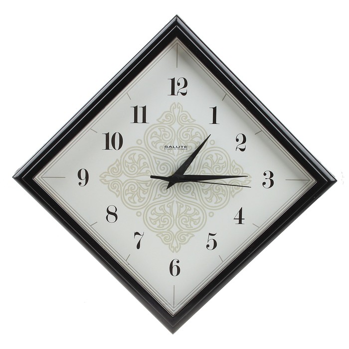 Часы настенные ромб "Орнамент", рама чёрная