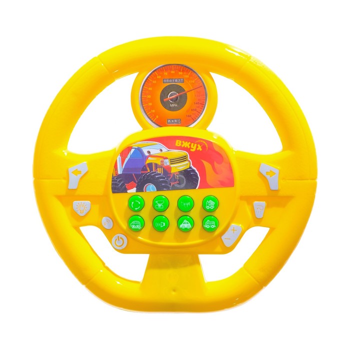 Музыкальный руль Весёлый гонщик цвет жёлтый, звуковые эффекты, работает от батареек, в пакете