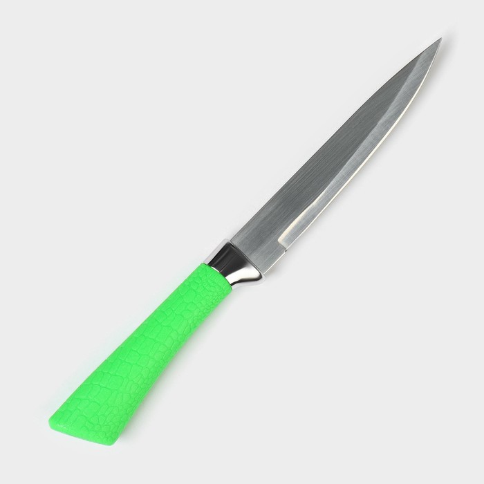 Нож кухонный Доляна «Рич», лезвие 12,5 см, цвет зелёный